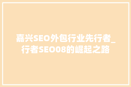 嘉兴SEO外包行业先行者_行者SEO08的崛起之路