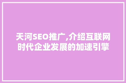 天河SEO推广,介绍互联网时代企业发展的加速引擎