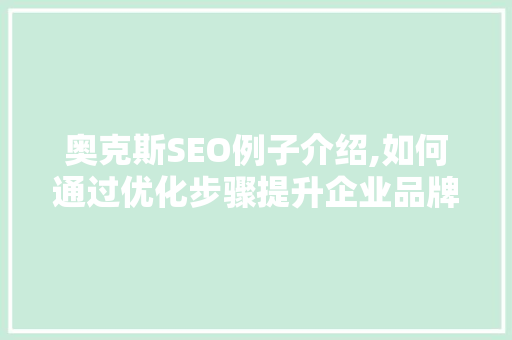 奥克斯SEO例子介绍,如何通过优化步骤提升企业品牌影响力