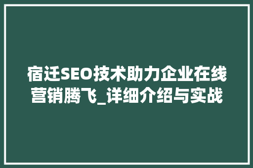 宿迁SEO技术助力企业在线营销腾飞_详细介绍与实战指南