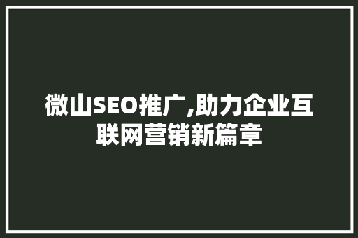 微山SEO推广,助力企业互联网营销新篇章