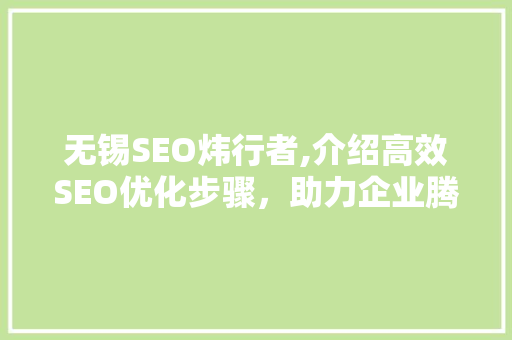 无锡SEO炜行者,介绍高效SEO优化步骤，助力企业腾飞
