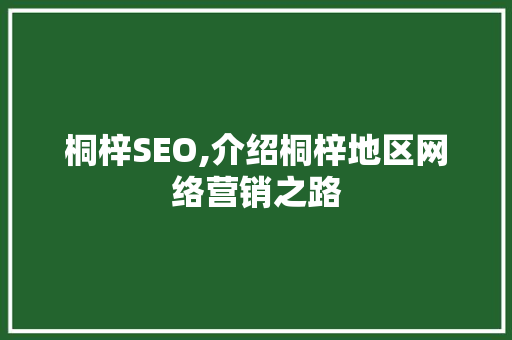 桐梓SEO,介绍桐梓地区网络营销之路
