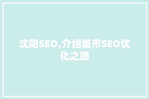 沈阳SEO,介绍城市SEO优化之路