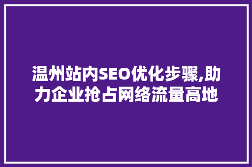 温州站内SEO优化步骤,助力企业抢占网络流量高地