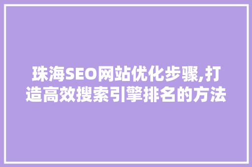 珠海SEO网站优化步骤,打造高效搜索引擎排名的方法