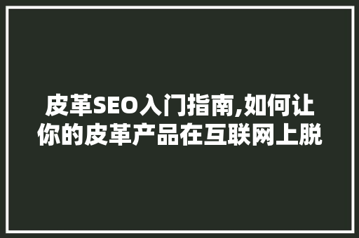 皮革SEO入门指南,如何让你的皮革产品在互联网上脱颖而出