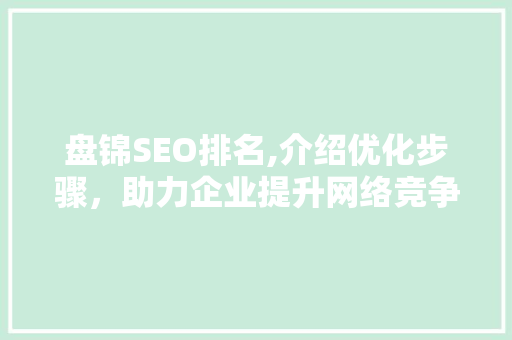 盘锦SEO排名,介绍优化步骤，助力企业提升网络竞争力