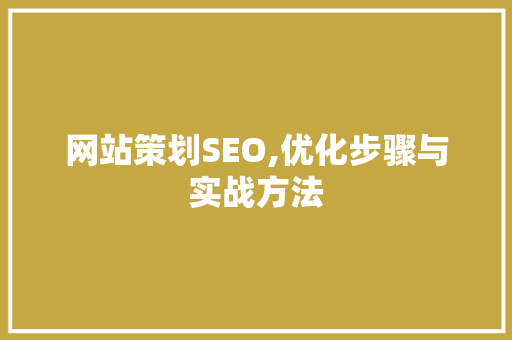 网站策划SEO,优化步骤与实战方法