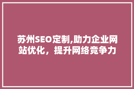 苏州SEO定制,助力企业网站优化，提升网络竞争力