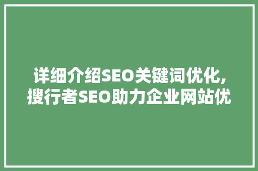 详细介绍SEO关键词优化,搜行者SEO助力企业网站优化之路