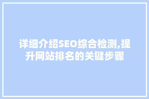 详细介绍SEO综合检测,提升网站排名的关键步骤