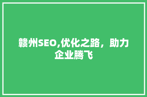 赣州SEO,优化之路，助力企业腾飞
