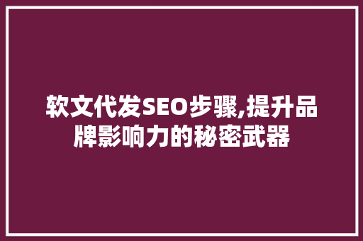 软文代发SEO步骤,提升品牌影响力的秘密武器