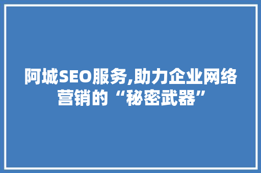 阿城SEO服务,助力企业网络营销的“秘密武器”