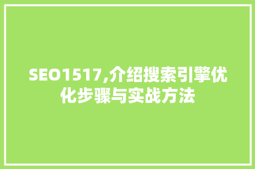 SEO1517,介绍搜索引擎优化步骤与实战方法