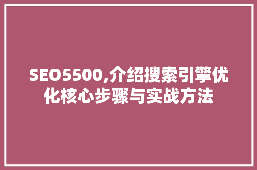 SEO5500,介绍搜索引擎优化核心步骤与实战方法