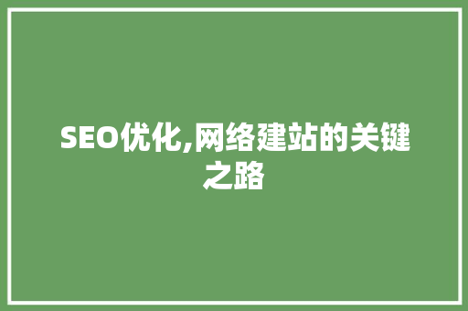 SEO优化,网络建站的关键之路