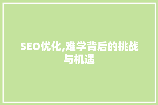 SEO优化,难学背后的挑战与机遇
