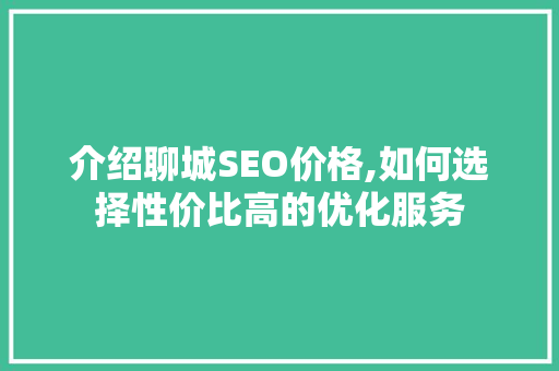 介绍聊城SEO价格,如何选择性价比高的优化服务