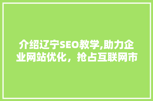 介绍辽宁SEO教学,助力企业网站优化，抢占互联网市场先机