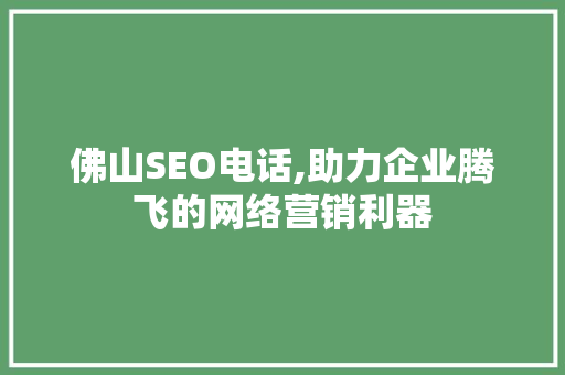 佛山SEO电话,助力企业腾飞的网络营销利器