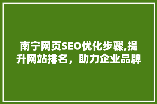 南宁网页SEO优化步骤,提升网站排名，助力企业品牌腾飞