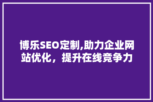 博乐SEO定制,助力企业网站优化，提升在线竞争力