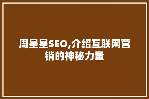 周星星SEO,介绍互联网营销的神秘力量  第1张