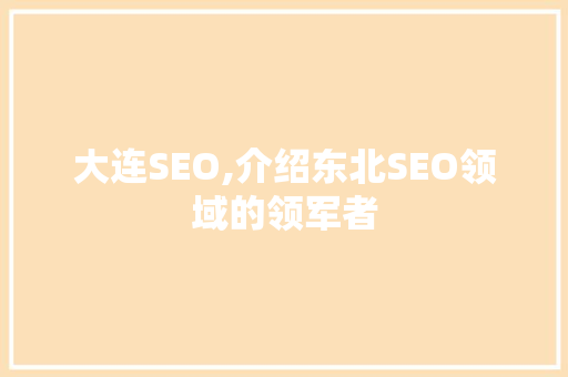 大连SEO,介绍东北SEO领域的领军者
