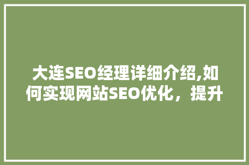 大连SEO经理详细介绍,如何实现网站SEO优化，提升网站排名