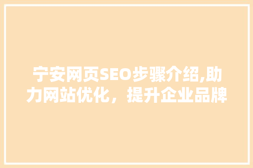 宁安网页SEO步骤介绍,助力网站优化，提升企业品牌影响力