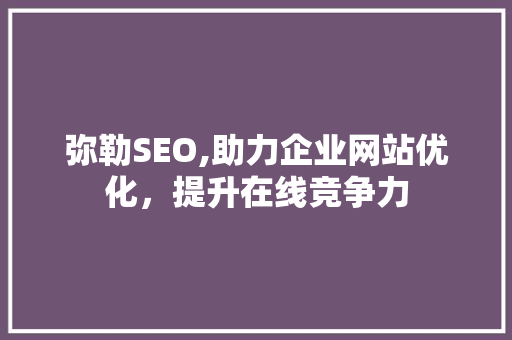 弥勒SEO,助力企业网站优化，提升在线竞争力