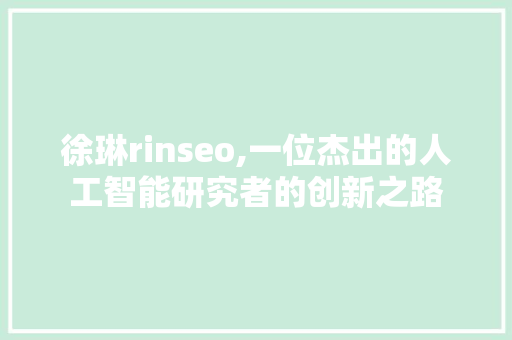 徐琳rinseo,一位杰出的人工智能研究者的创新之路