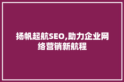 扬帆起航SEO,助力企业网络营销新航程