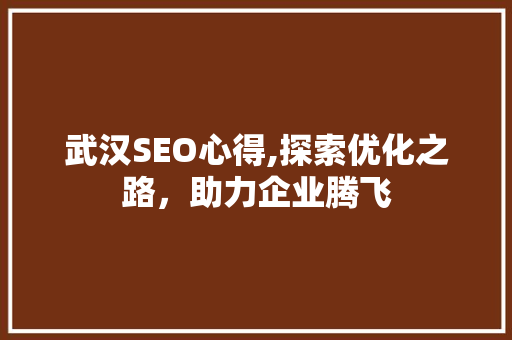 武汉SEO心得,探索优化之路，助力企业腾飞