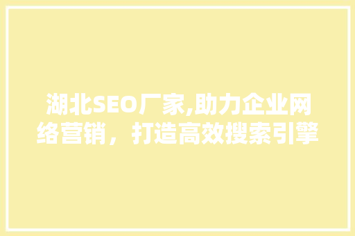 湖北SEO厂家,助力企业网络营销，打造高效搜索引擎优化解决方法