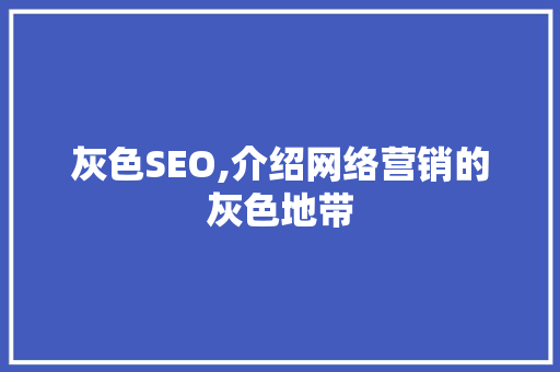 灰色SEO,介绍网络营销的灰色地带