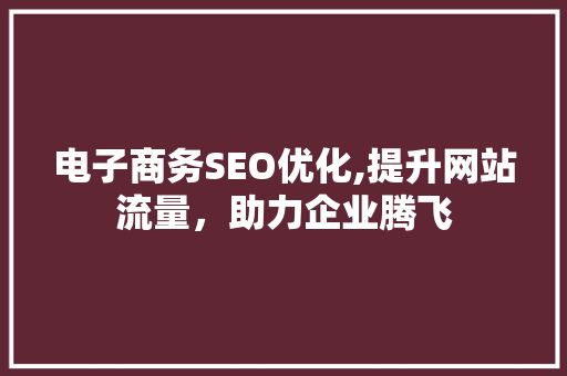 电子商务SEO优化,提升网站流量，助力企业腾飞