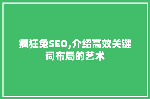 疯狂兔SEO,介绍高效关键词布局的艺术