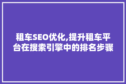 租车SEO优化,提升租车平台在搜索引擎中的排名步骤