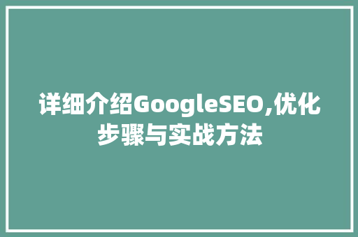 详细介绍GoogleSEO,优化步骤与实战方法