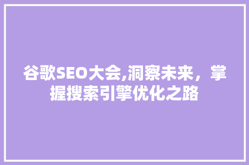 谷歌SEO大会,洞察未来，掌握搜索引擎优化之路