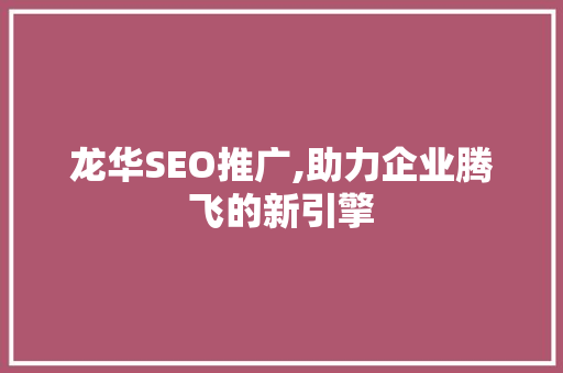龙华SEO推广,助力企业腾飞的新引擎
