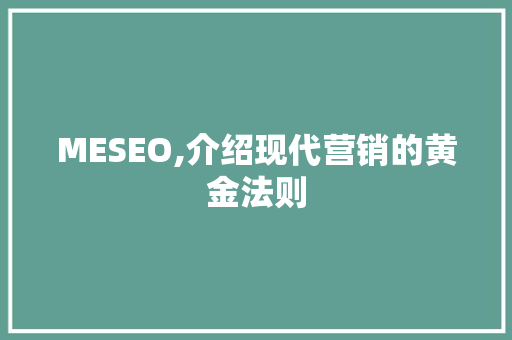 MESEO,介绍现代营销的黄金法则