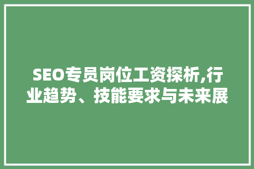 SEO专员岗位工资探析,行业趋势、技能要求与未来展望
