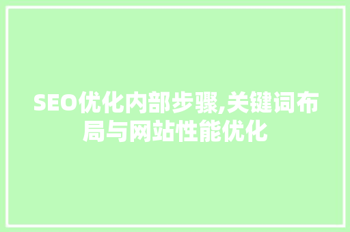 SEO优化内部步骤,关键词布局与网站性能优化
