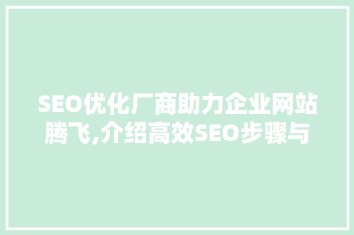 SEO优化厂商助力企业网站腾飞,介绍高效SEO步骤与方法