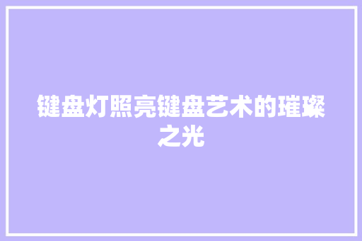 键盘灯照亮键盘艺术的璀璨之光