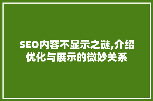 SEO内容不显示之谜,介绍优化与展示的微妙关系